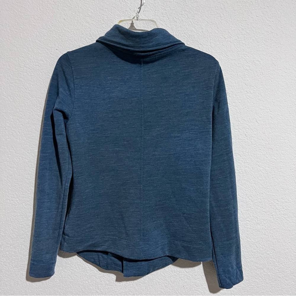 SmartWool Blue Merino Wool Front Zip Convertible Magnetic Collar Jacket Small - Picture 4 of 15